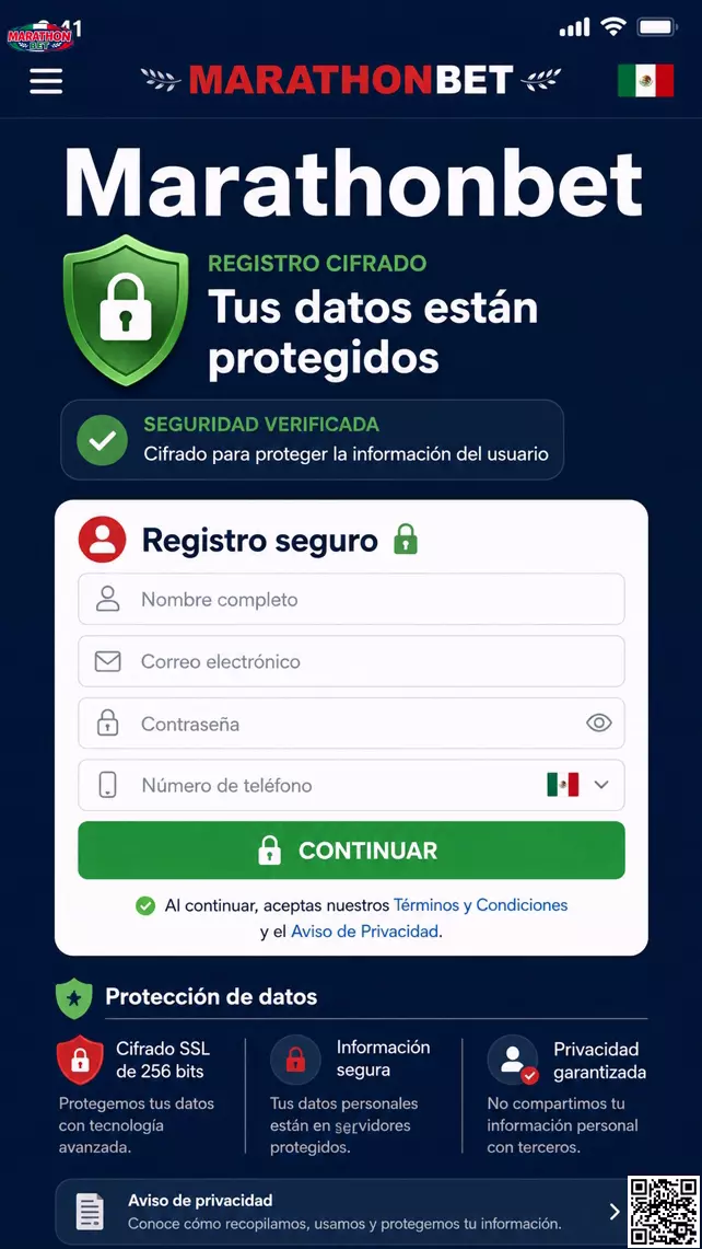 Registro seguro en Marathonbet